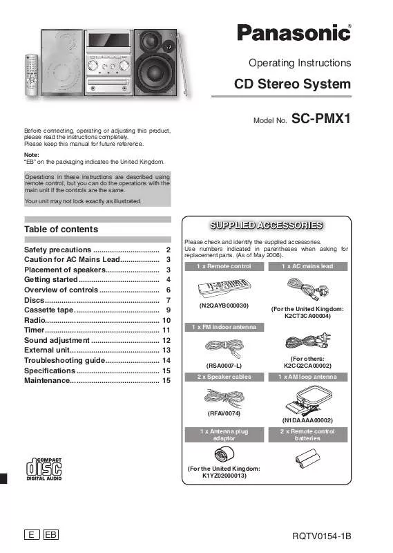 Mode d'emploi PANASONIC SC-PMX1