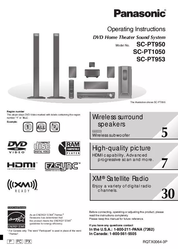 Mode d'emploi PANASONIC SC-PT1050