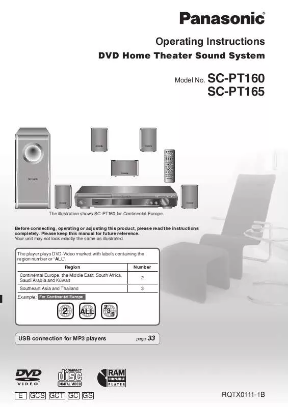 Mode d'emploi PANASONIC SC-PT165