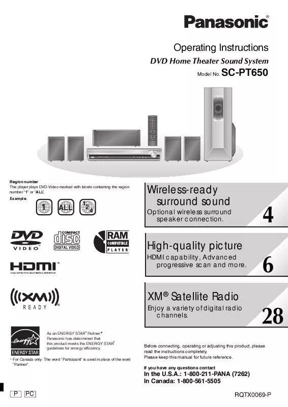 Mode d'emploi PANASONIC SC-PT650