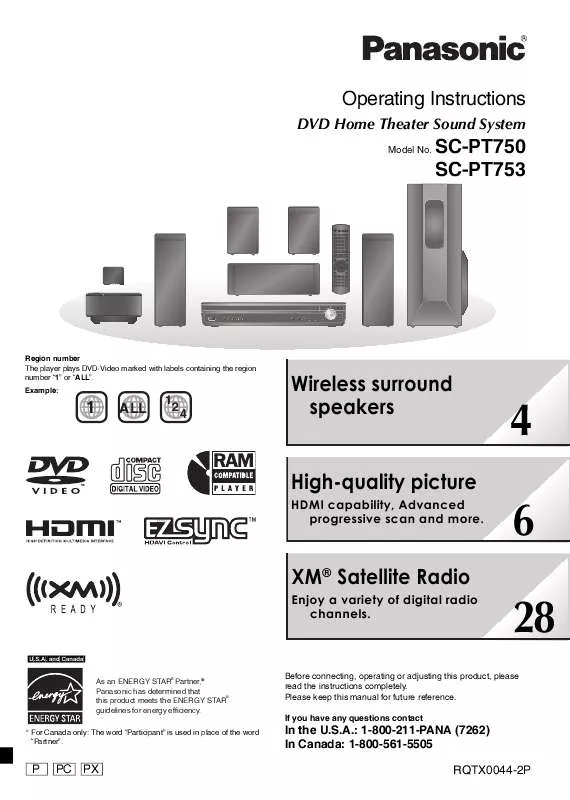 Mode d'emploi PANASONIC SC-PT750