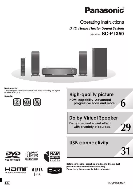 Mode d'emploi PANASONIC SC-PTX50