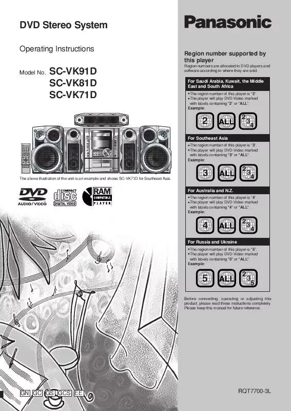 Mode d'emploi PANASONIC SC-VK71D