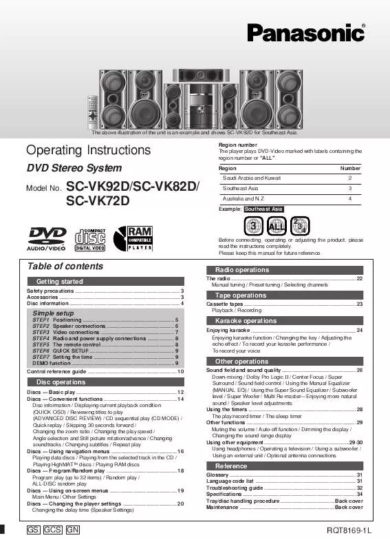 Mode d'emploi PANASONIC SC-VK72D