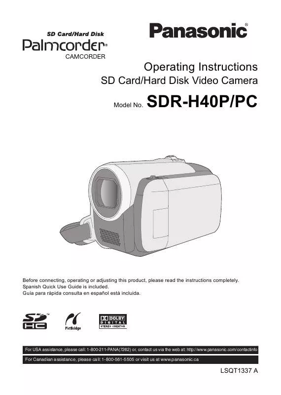 Mode d'emploi PANASONIC SDR-H40P