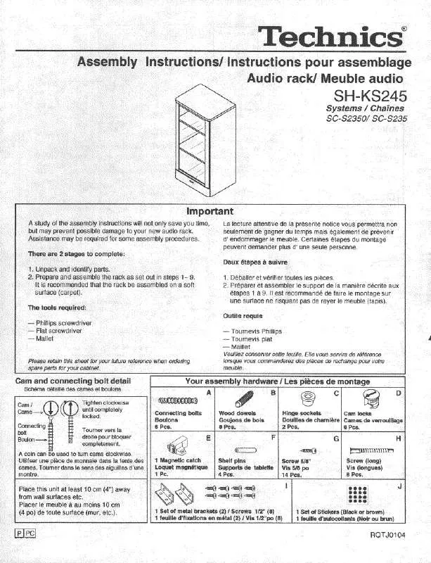 Mode d'emploi PANASONIC SH-KS245