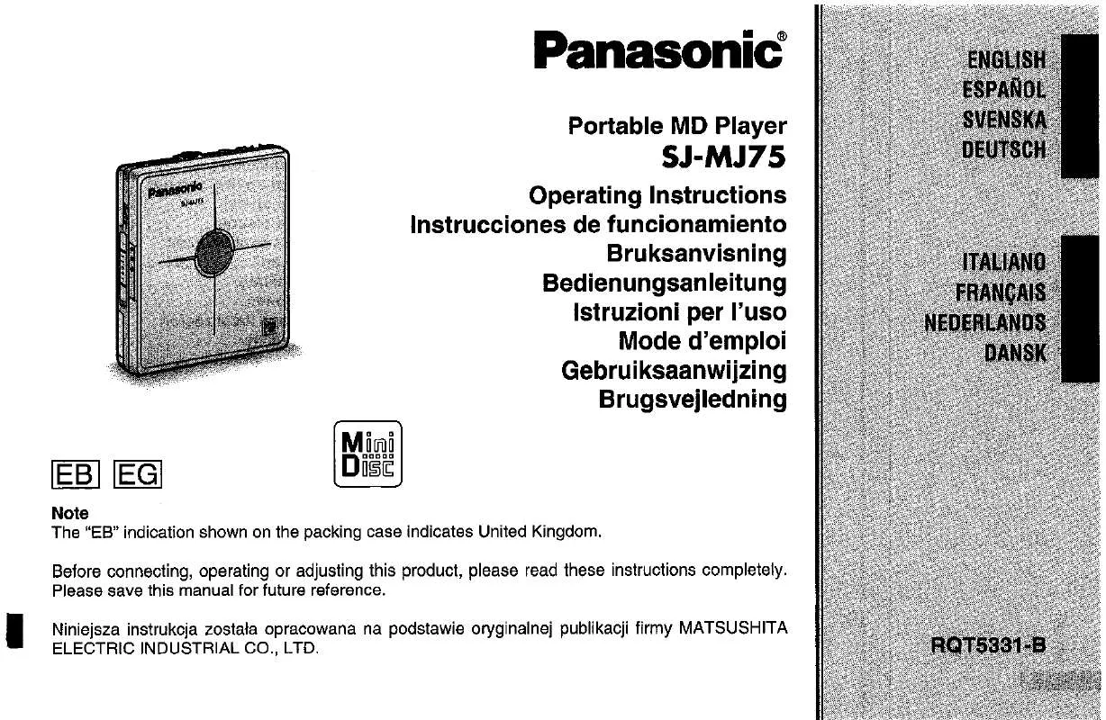 Mode d'emploi PANASONIC SJMJ75