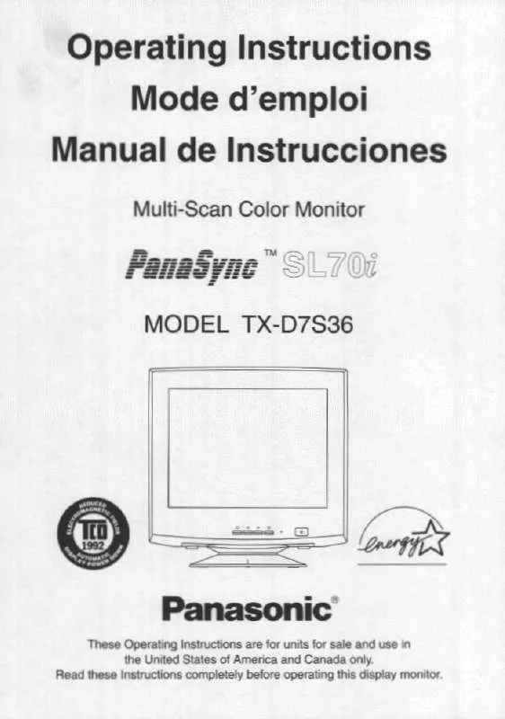 Mode d'emploi PANASONIC SL-70I