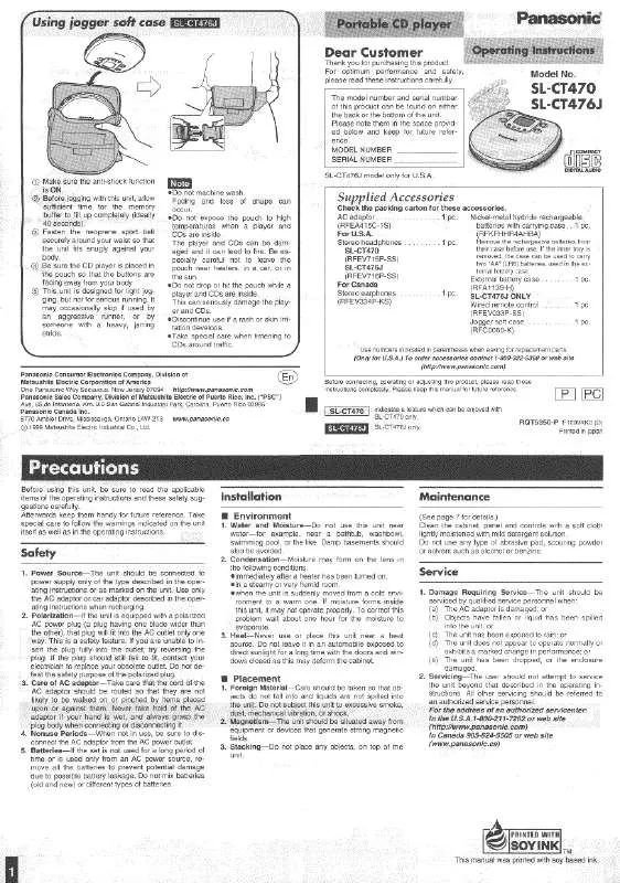 Mode d'emploi PANASONIC SL-CT476J