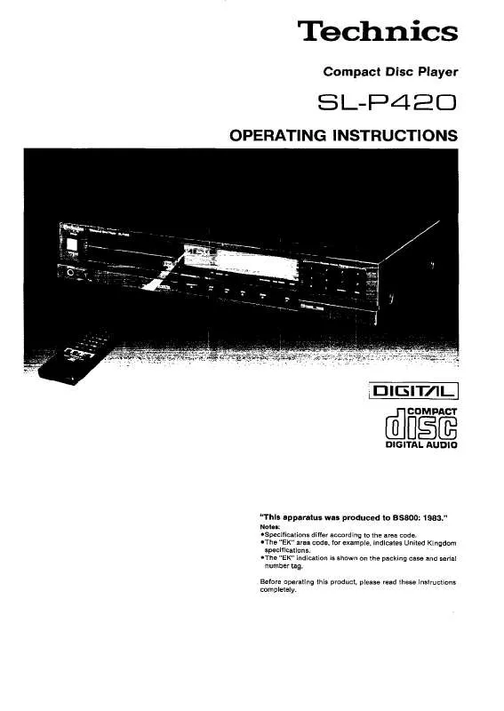 Mode d'emploi PANASONIC SL-P420