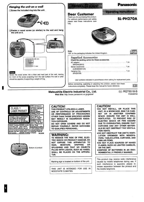 Mode d'emploi PANASONIC SL-PH270