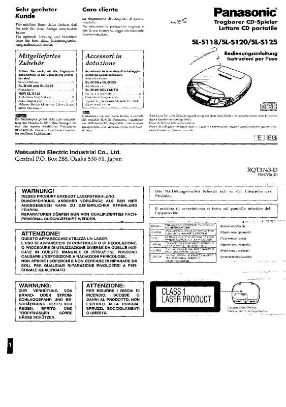 Mode d'emploi PANASONIC SL-S118