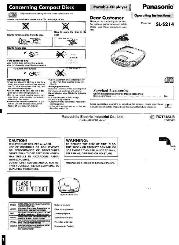 Mode d'emploi PANASONIC SL-S214