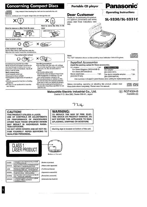 Mode d'emploi PANASONIC SL-S230