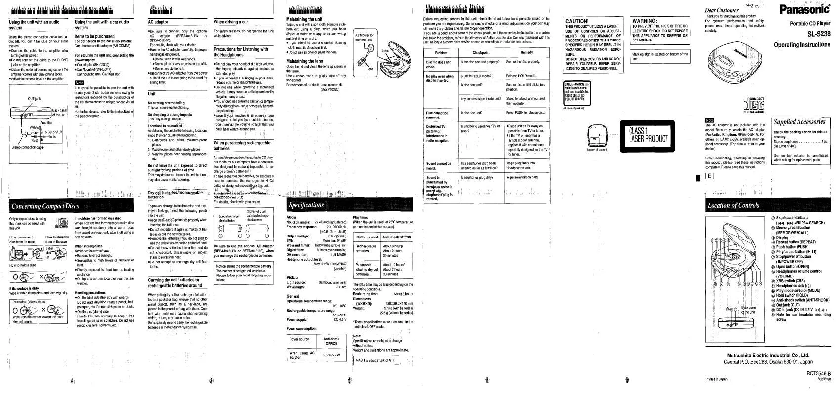 Mode d'emploi PANASONIC SL-S238