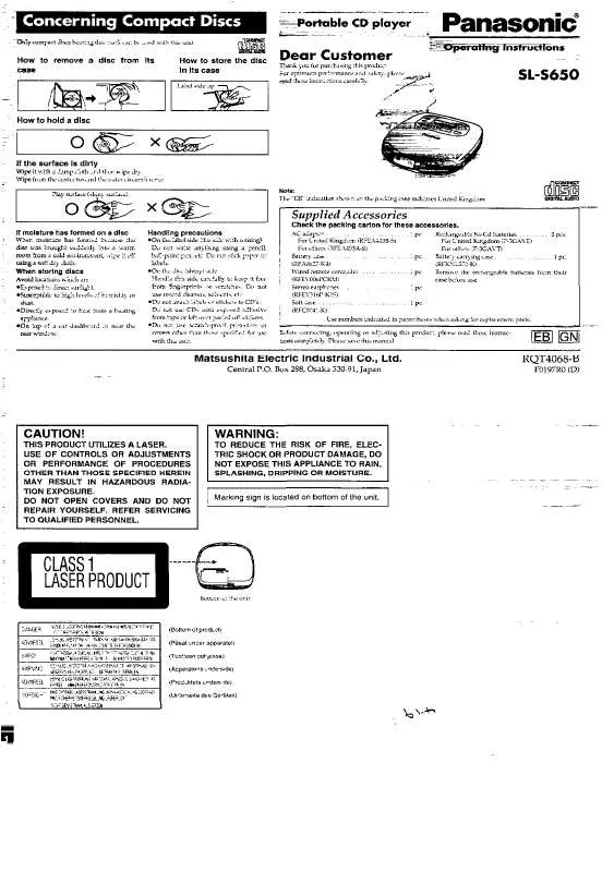 Mode d'emploi PANASONIC SL-S650