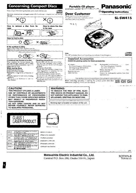 Mode d'emploi PANASONIC SL-SW415