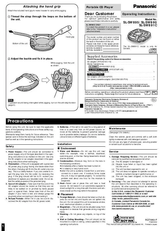 Mode d'emploi PANASONIC SL-SW890