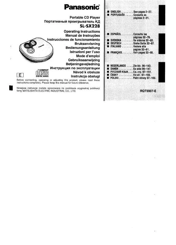 Mode d'emploi PANASONIC SL-SX228