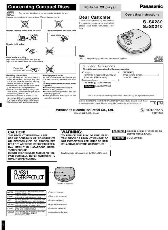 Mode d'emploi PANASONIC SL-SX240