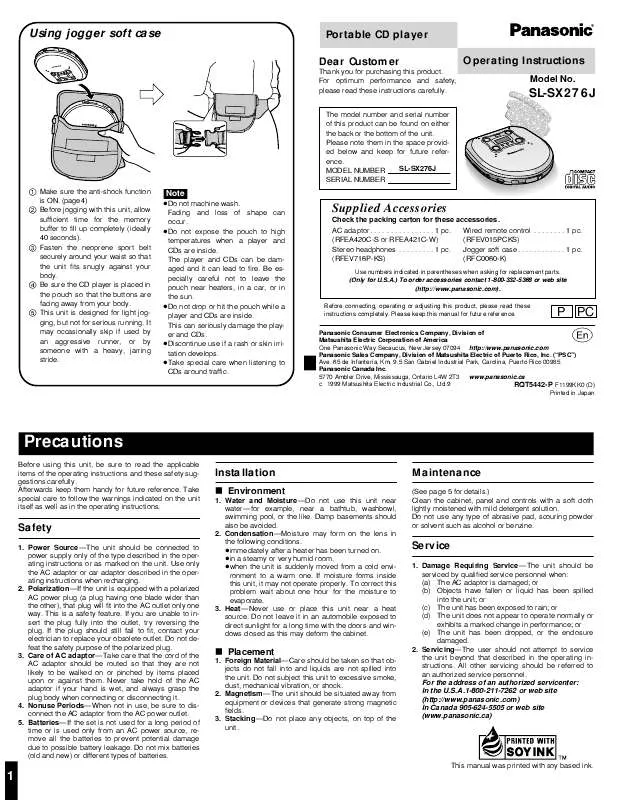 Mode d'emploi PANASONIC SL-SX276J