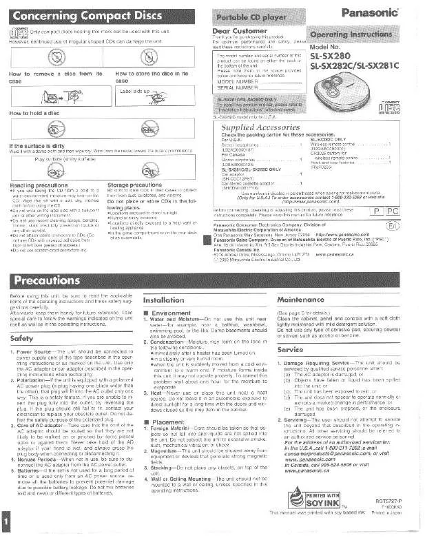 Mode d'emploi PANASONIC SL-SX281C