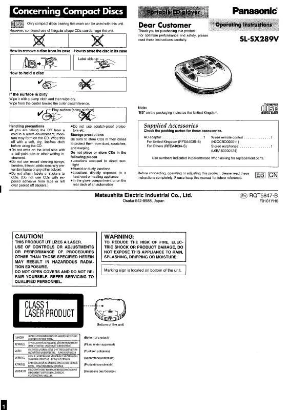 Mode d'emploi PANASONIC SL-SX289V