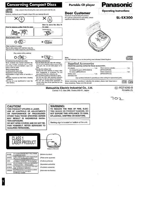 Mode d'emploi PANASONIC SL-SX300