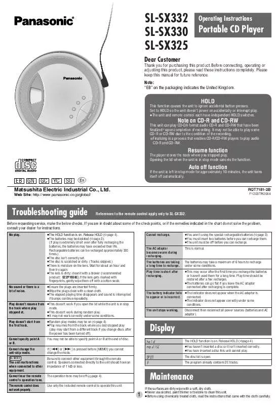 Mode d'emploi PANASONIC SL-SX325