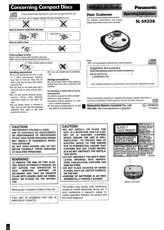 Mode d'emploi PANASONIC SL-SX338