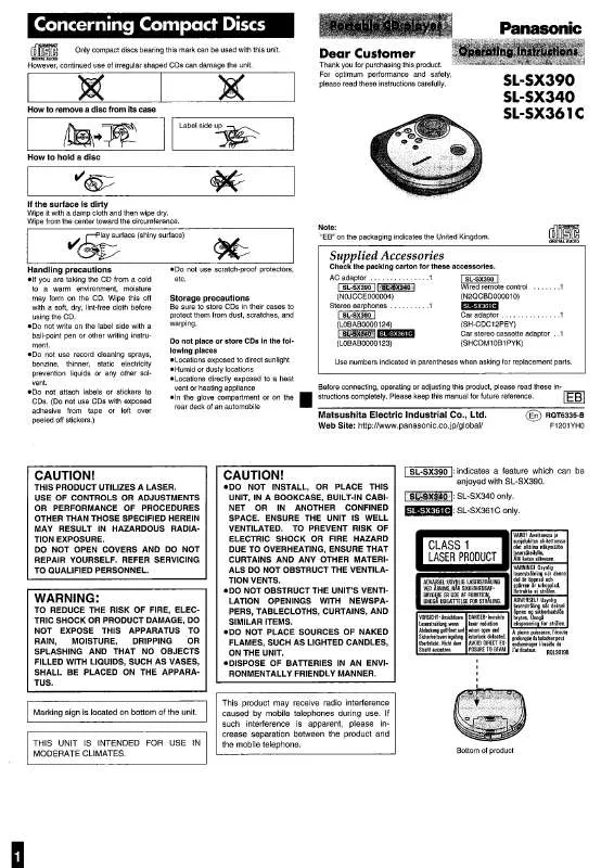 Mode d'emploi PANASONIC SL-SX340