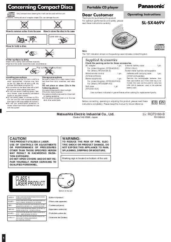 Mode d'emploi PANASONIC SL-SX469