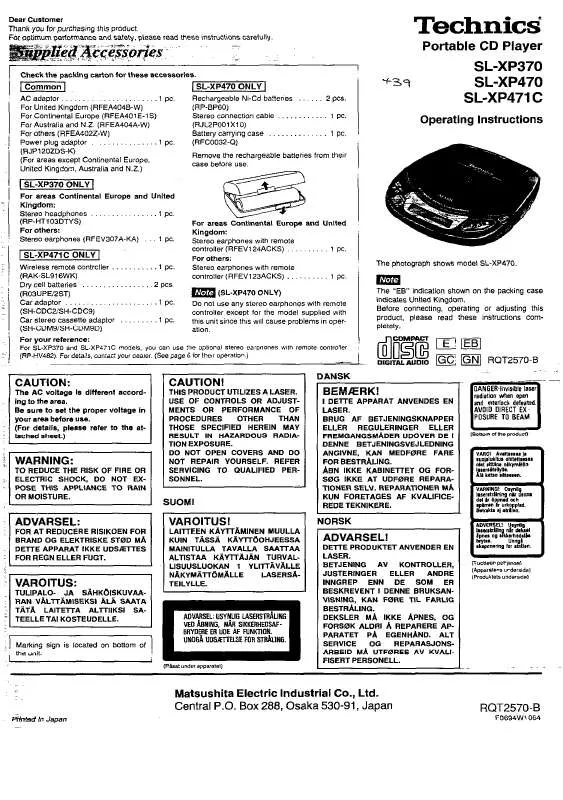 Mode d'emploi PANASONIC SL-XP370