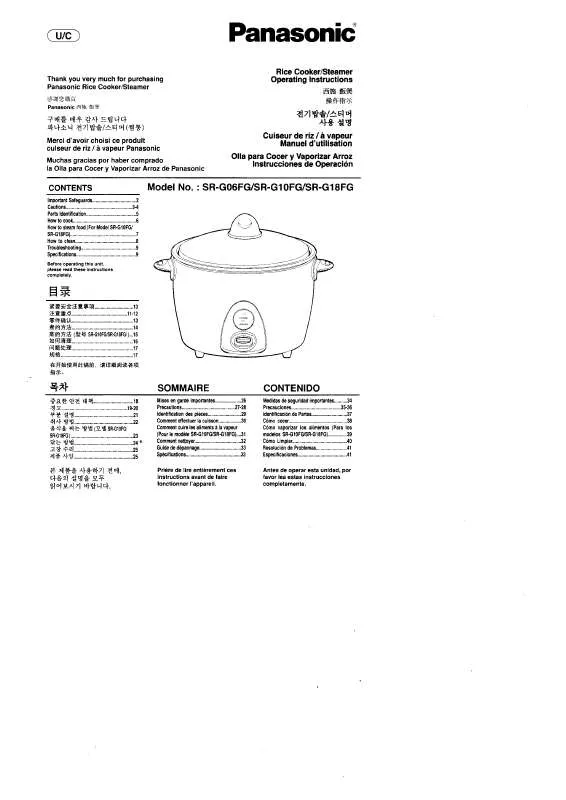 Mode d'emploi PANASONIC SRG10FG