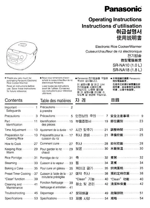 Mode d'emploi PANASONIC SRNA10