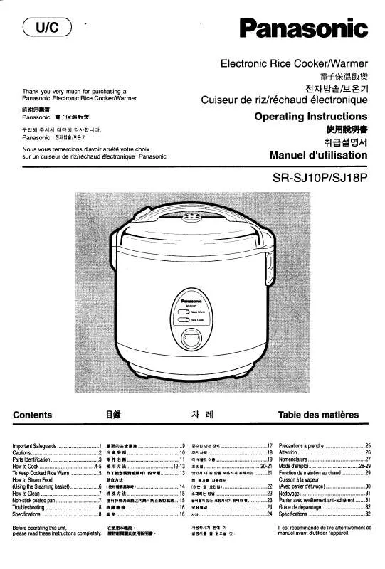 Mode d'emploi PANASONIC SRSJ10P