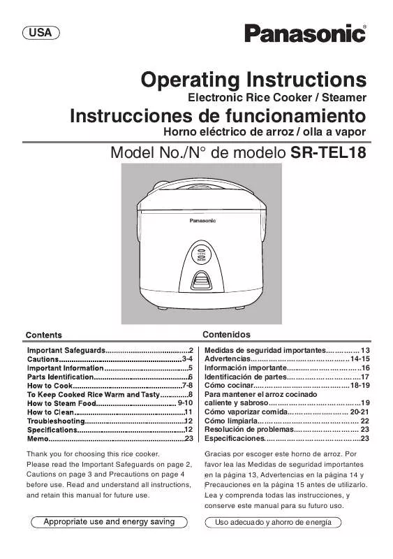 Mode d'emploi PANASONIC SRTEL18