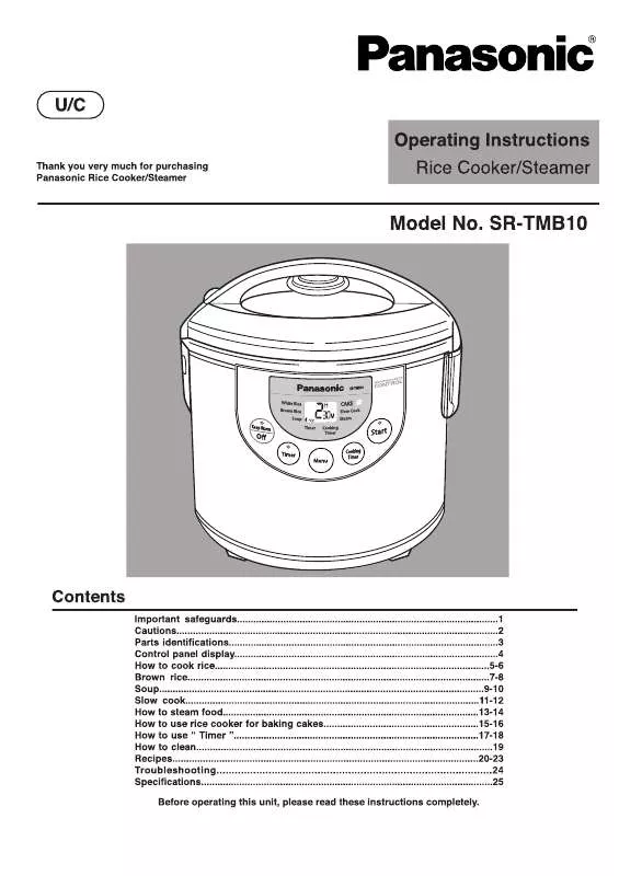 Mode d'emploi PANASONIC SRTMB10