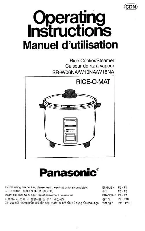 Mode d'emploi PANASONIC SRW06NALVA