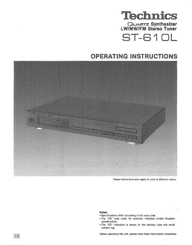 Mode d'emploi PANASONIC ST610L