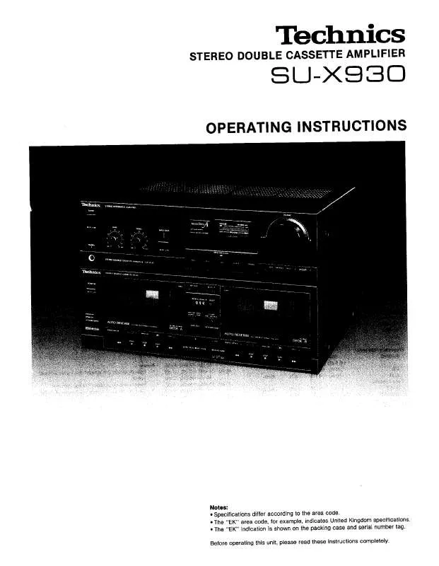 Mode d'emploi PANASONIC SU-X930