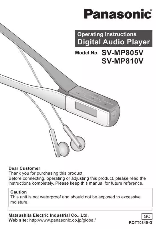 Mode d'emploi PANASONIC SV-MP805V