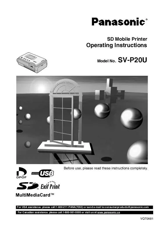 Mode d'emploi PANASONIC SV-P20U