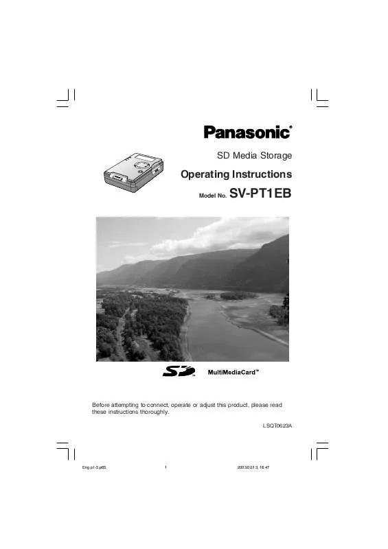 Mode d'emploi PANASONIC SV-PT1EB