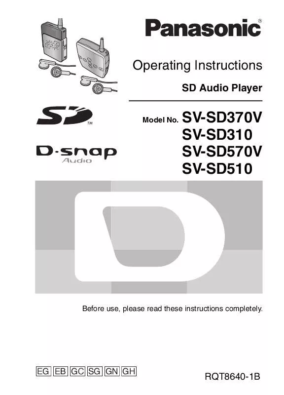 Mode d'emploi PANASONIC SV-SD370V