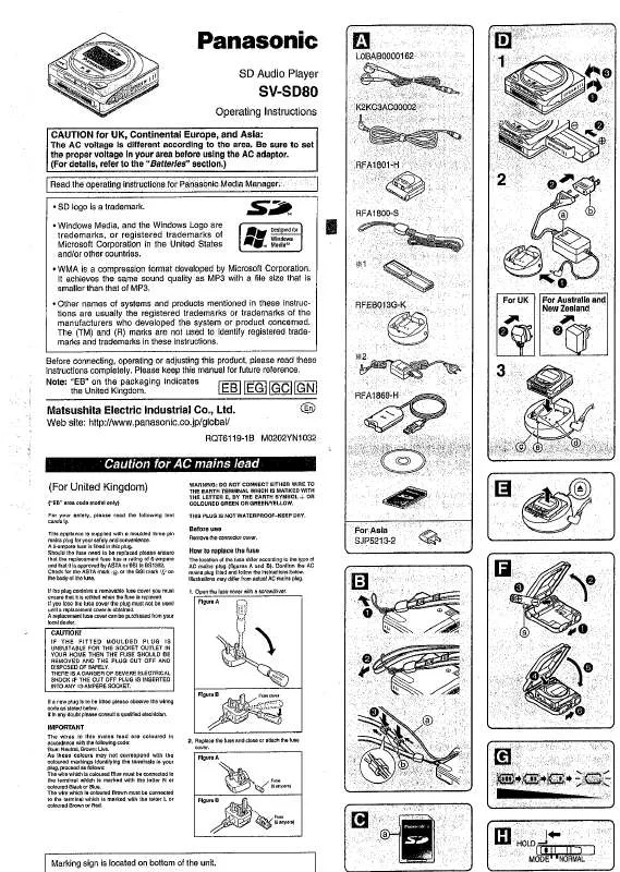 Mode d'emploi PANASONIC SV-SD80