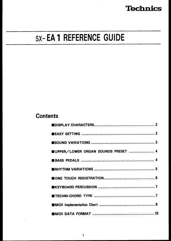 Mode d'emploi PANASONIC SX-EA1