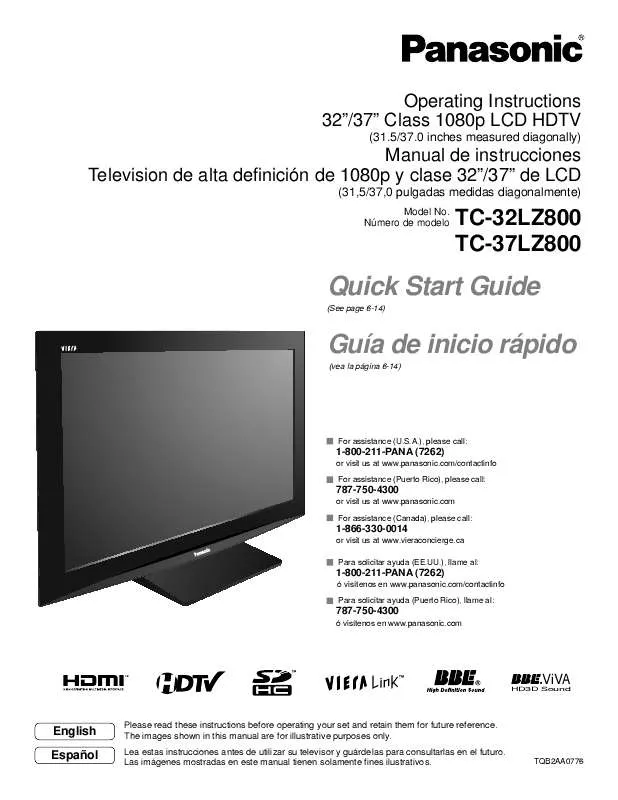 Mode d'emploi PANASONIC TC-32LZ800