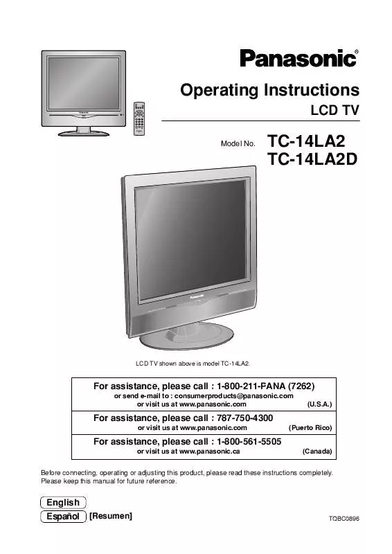 Mode d'emploi PANASONIC TC-14LA2