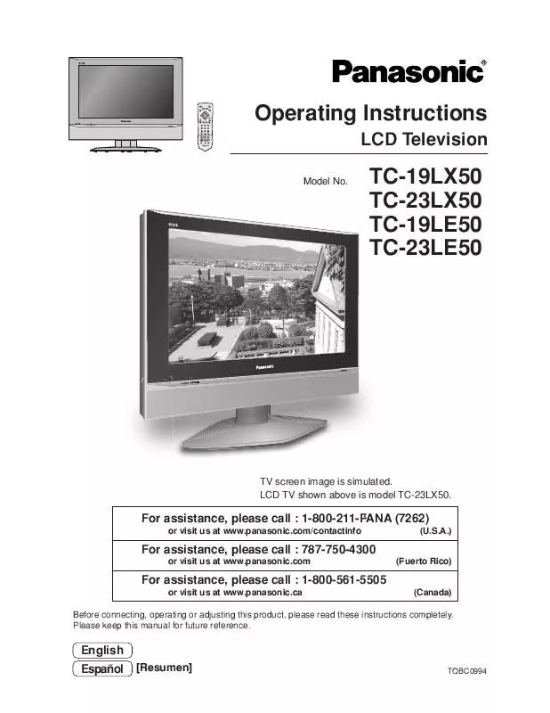 Mode d'emploi PANASONIC TC-19LE50